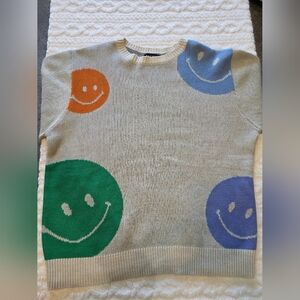 Pacsun Smiley Face Knit Sweater | Beige Multi | Size LDescription: